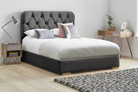 Lilly Low Footend Fabric Bed Frame - King 5'0'' (150cm) Raven 