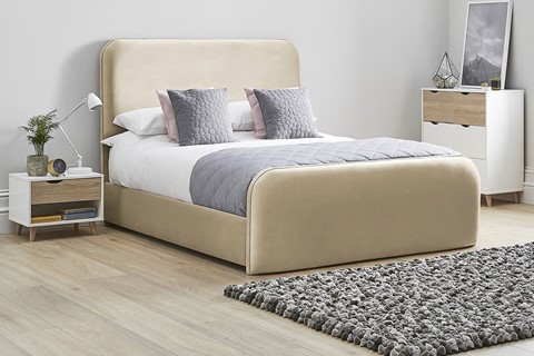 Primrose Fabric Bed Frame - Double 4'6'' (135cm) Latte 