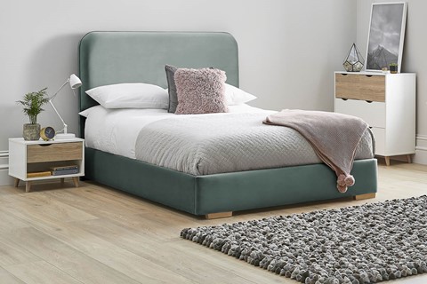 Primrose Fabric Low Footend Bed Frame - King 5'0'' (150cm) Duckegg 