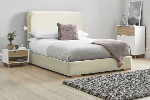 Primrose Fabric Low Footend Bed Frame - King 5'0'' (150cm) Oatmeal 