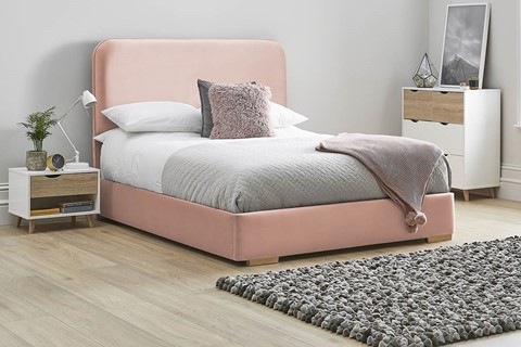 Primrose Fabric Low Footend Bed Frame - Double 4'6'' (135cm) Pink 