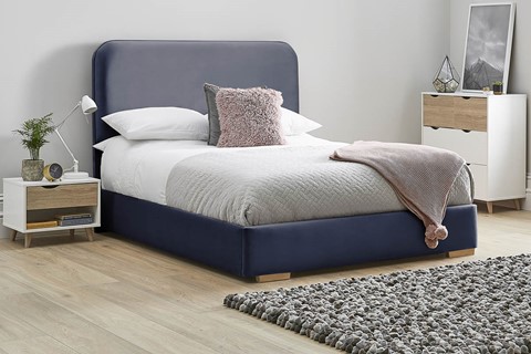 Primrose Fabric Low Footend Bed Frame - King 5'0'' (150cm) Sapphire 