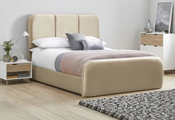 Zinnia Fabric Bed Frame - Double 4'6'' (135cm) Latte 