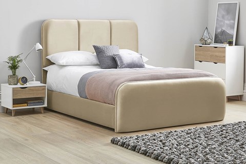 Zinnia Fabric Bed Frame - Double 4'6'' (135cm) Latte 