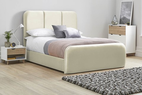 Zinnia Fabric Bed Frame - Double 4'6'' (135cm) Oatmeal 