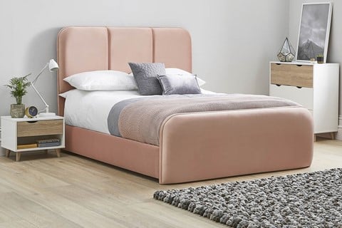 Zinnia Fabric Bed Frame - Double 4'6'' (135cm) Pink 