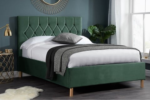 Loxley Fabric Bed - 4'0'' Small Double Green 