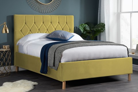Loxley Fabric Bed - 4'6'' Double Mustard 