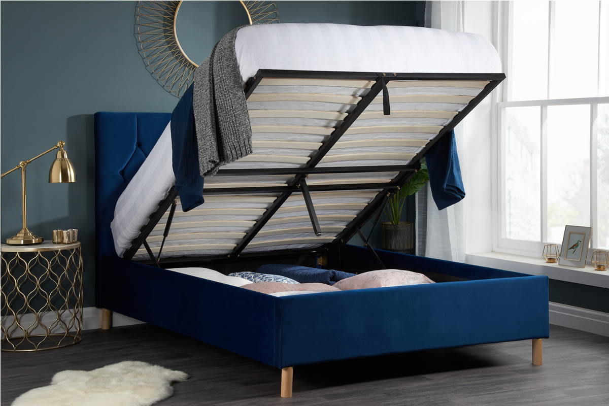 Modern Design Fabric Ottoman Bed Deeply Padded Headboard Loxley