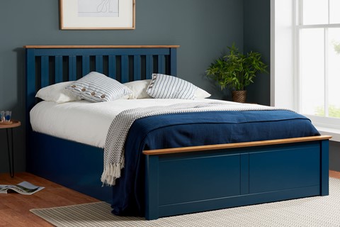 Phoenix Wooden Ottoman - 5'0'' Kingsize Navy Blue 