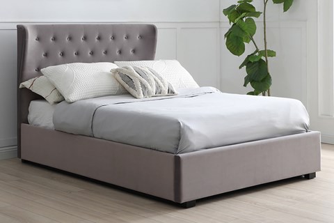 Kenington 6'0'' Superking Grey Velvet Fabric Ottoman