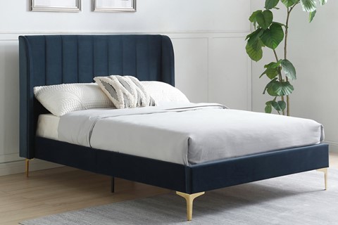 Avery Fabric Bed - 4'6'' Double Ink Velvet 
