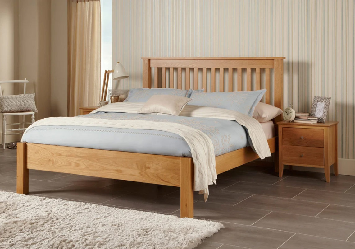 View 60 Superking Solid Oak Bedframe Slatted Design Lincoln information