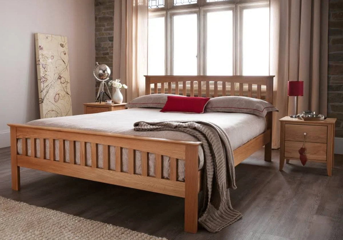 View 60 Super King Solid Oak Bedframe Slatted Design Windsor information