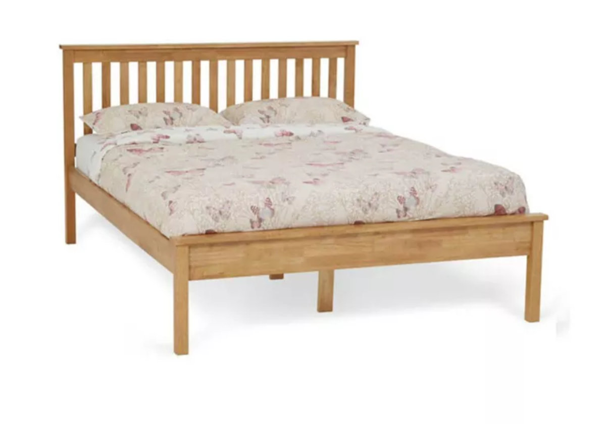 View 46 Double Honey Oak Wooden Bedframe Slatted Design Heather information