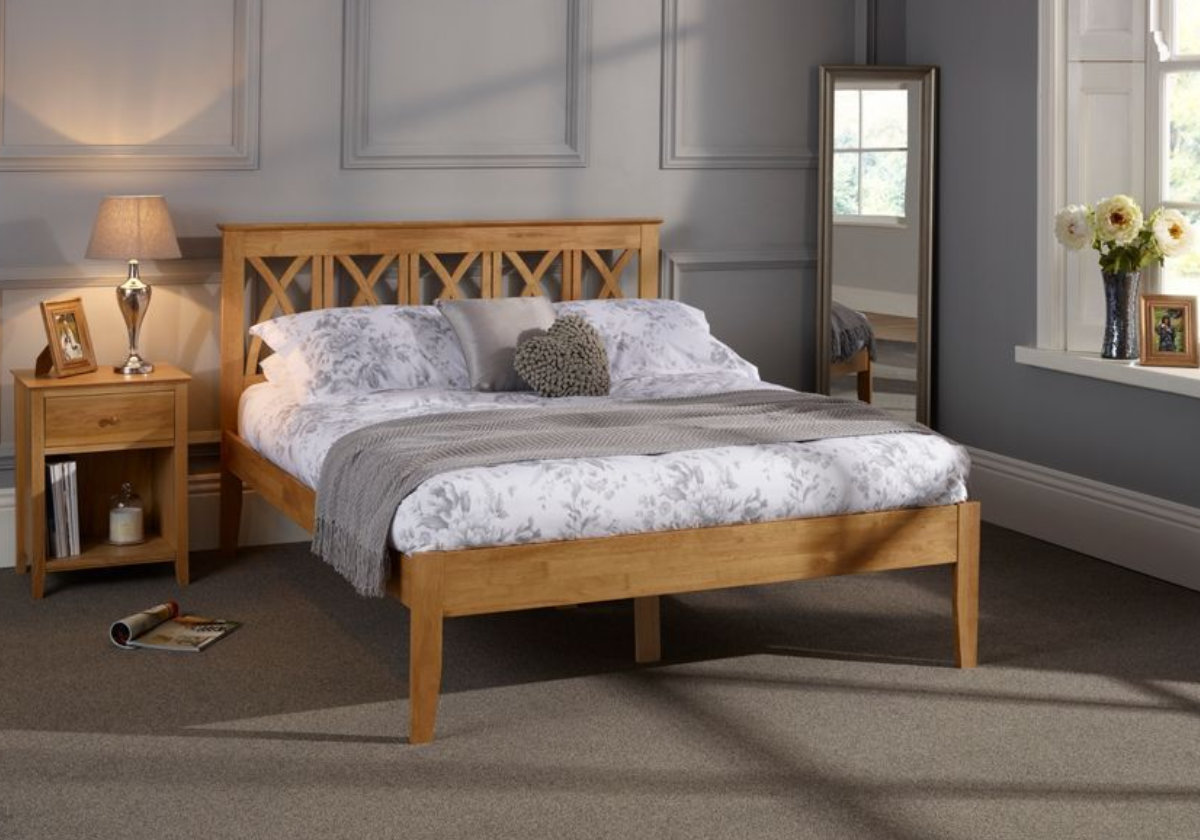 View 60 Super King Honey Oak Wooden Bedframe Low Footend Autumn information