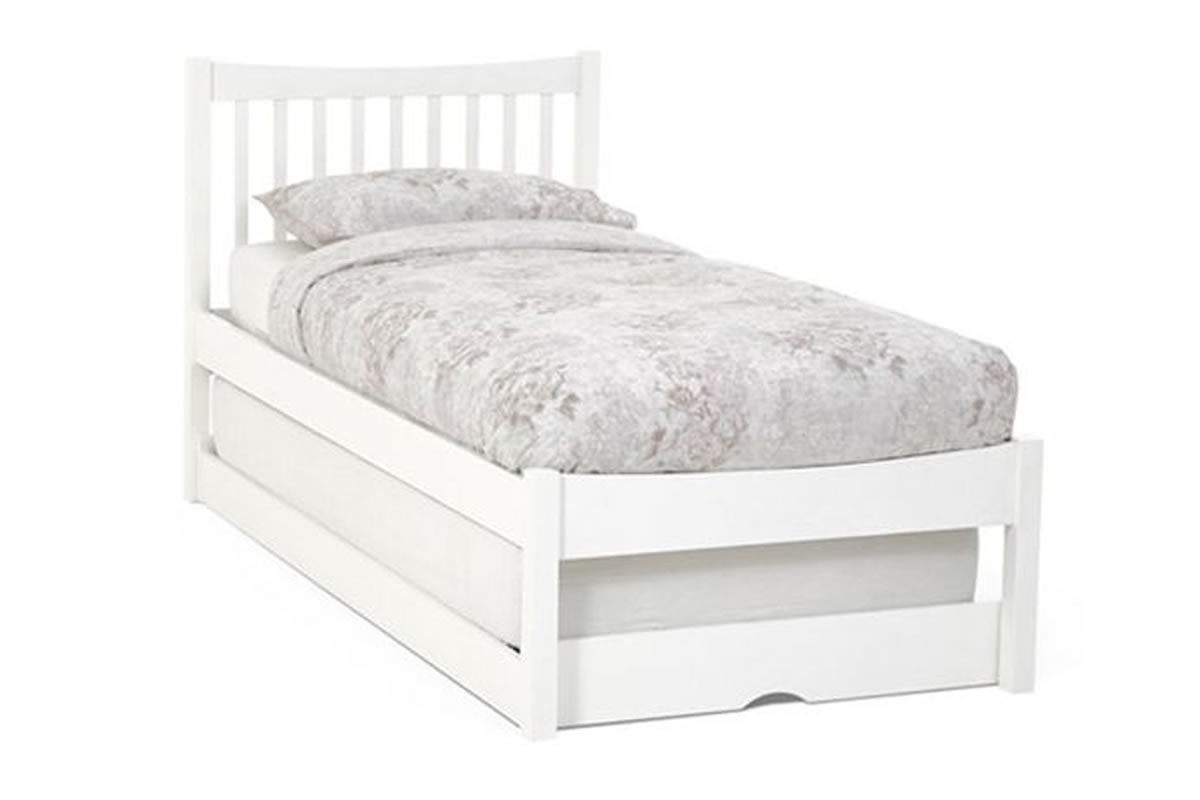 View 30 Single Opal White Wooden Trundle Bed Frame Alice information