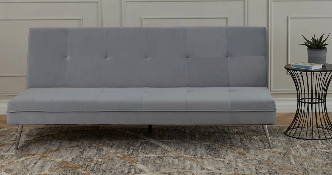 Juno Velvet Fabric Futon Style 3 Seater Sofa With Guest Bed