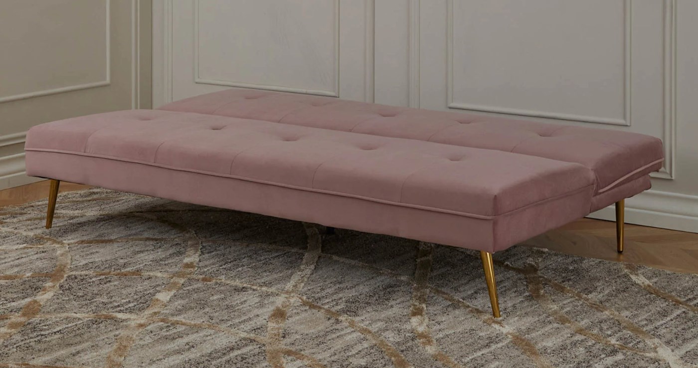 Juno Velvet Fabric Futon Style 3 Seater Sofa With Guest Bed