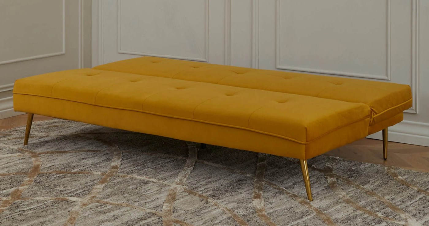 Juno Velvet Fabric Futon Style 3 Seater Sofa With Guest Bed