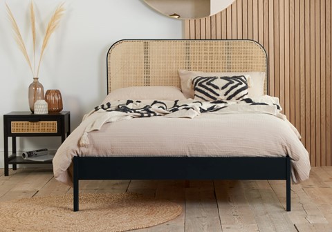 Margot 5'0'' King Size Rattan Black Bed Frame