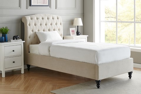 Rosa Fabric Bed Frame - 3'0'' Single Natural 