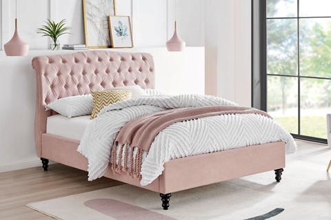 Rosa Fabric Bed Frame - 6'0'' Superking Pink 