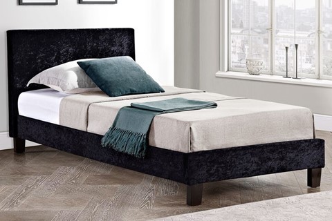 Berlin Fabric Bed - 3'0'' Single Black Crushed Velvet 