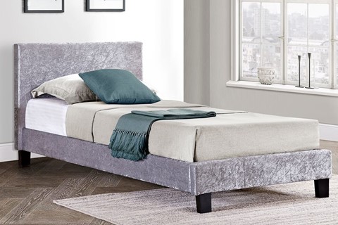 Berlin Fabric Bed - 3'0'' Single Steel Crushed Velvet 