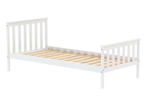 3'0'' Single White Wooden Bed Frame - Oxford