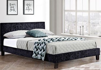 Berlin Fabric Bed - 5'0'' Kingsize Black Crushed Velvet 