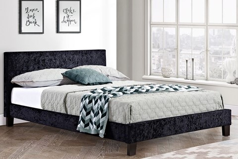 Berlin Fabric Bed - 5'0'' Kingsize Black Crushed Velvet 