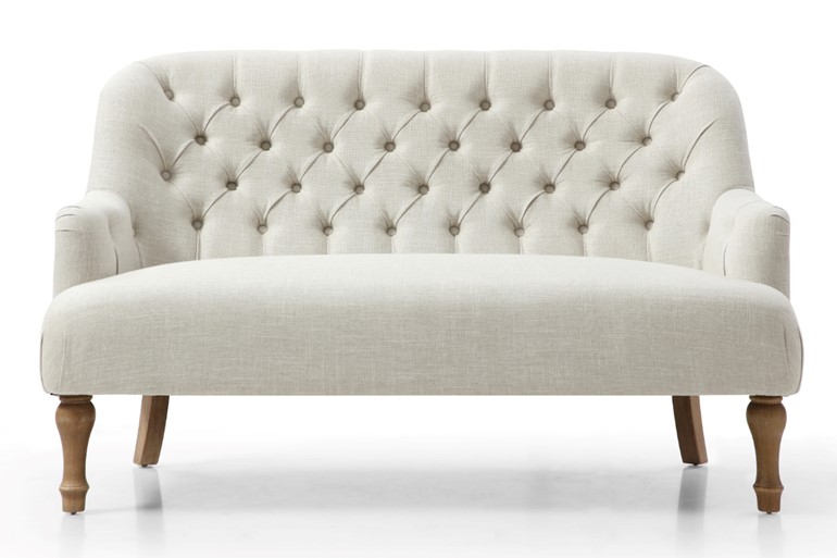 Bianca Linen 2 Seater Sofa - Buttoned Back - Padded Seat