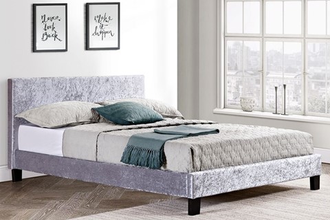 Berlin Fabric Bed - 4'6'' Double Steel Crushed Velvet 