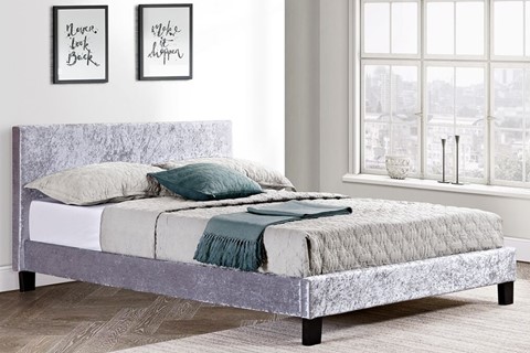 Berlin Fabric Bed - 5'0'' Kingsize Steel Crushed Velvet