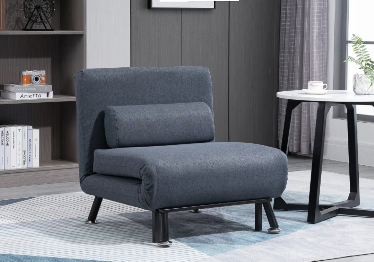 View Black Fabric Armless Single Chair Sofa Stop Over Guest Room Bed With 5 Adjustable Reclining Positions Folds Into Bed Cushion Included Arran information