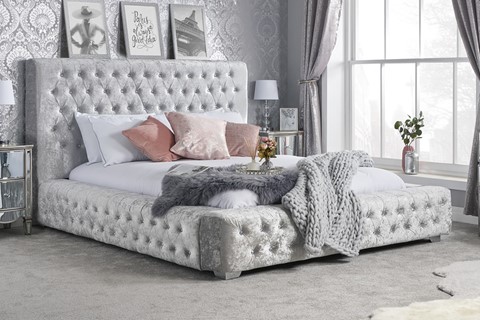 Grande Fabric Bed - 5'0'' Kingsize Grey 