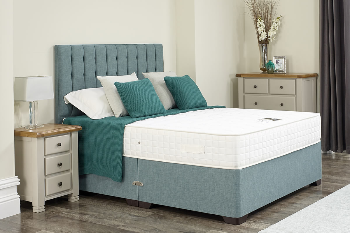 View Victoria 26 Small Single Duckegg Divan Set With Headboard Reinforced Platform Top Base 26 Tall Headboard 1000 Pocket Sprung Mattress information