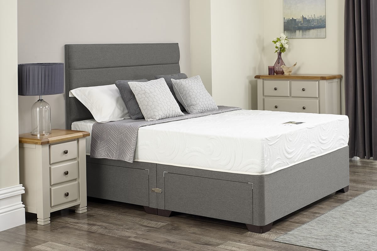 Bella 2'6'' Small Single Titanium Divan Set With Headboard