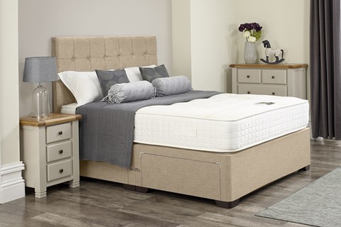 Elizabeth Divan Set With Headboard - 2'6'' x 6'3'' Small Single Oatmeal No Mattress 