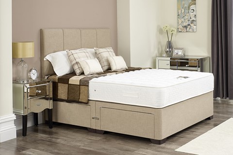 Ellie Divan Set With Headboard - 2'6'' x 6'3'' Small Single Oatmeal No Mattress 