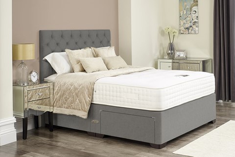 Riley Divan Set With Headboard - 2'6'' x 6'3'' Small Single Titanium No Mattress 