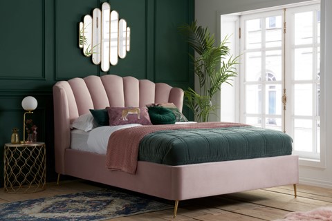 Lottie Fabric Ottoman - 4'6'' Double Pink 