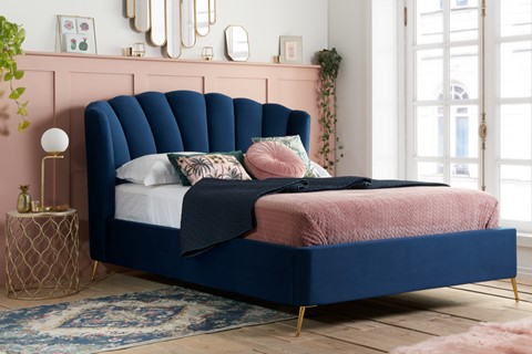 Lottie Fabric Ottoman - 5'0'' Kingsize Midnight Blue 