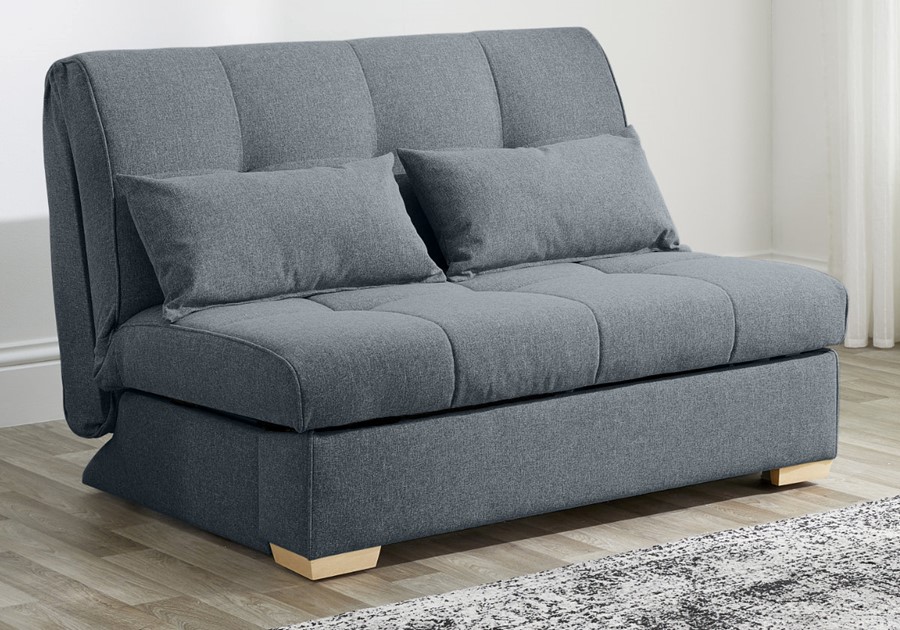 View Dark Grey Fabric Small 2 Seater Guest Pull Out Sofa Bed Steel Folding Bed Mechanism 2 Cushions Included Deeply Padded Foam Mattress Berwick information