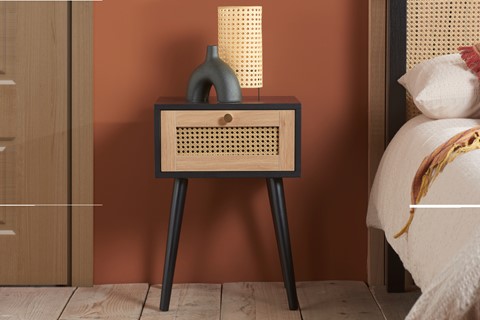 Croxley 1 Drawer Bedside Chest - Black 