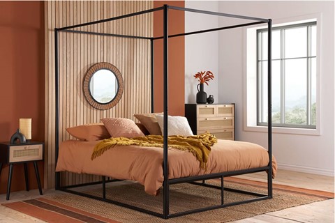 Farringdon 4'0'' Small Double Metal 4 Poster Black Bed Frame