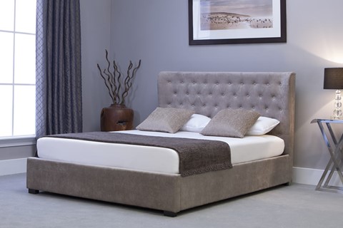 Kensington Fabric Ottoman - Double 4'6'' (135cm) Stone