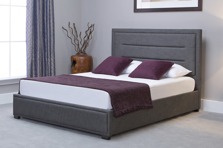 View Grey Fabric Double Ottoman Storage Bed Frame Knightsbridge information