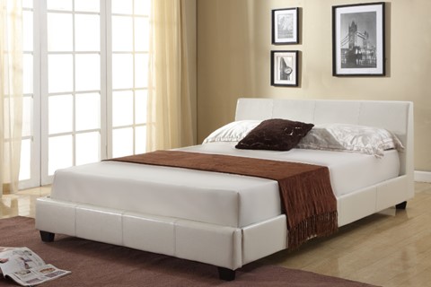 Roma White Faux Leather Bed Frame